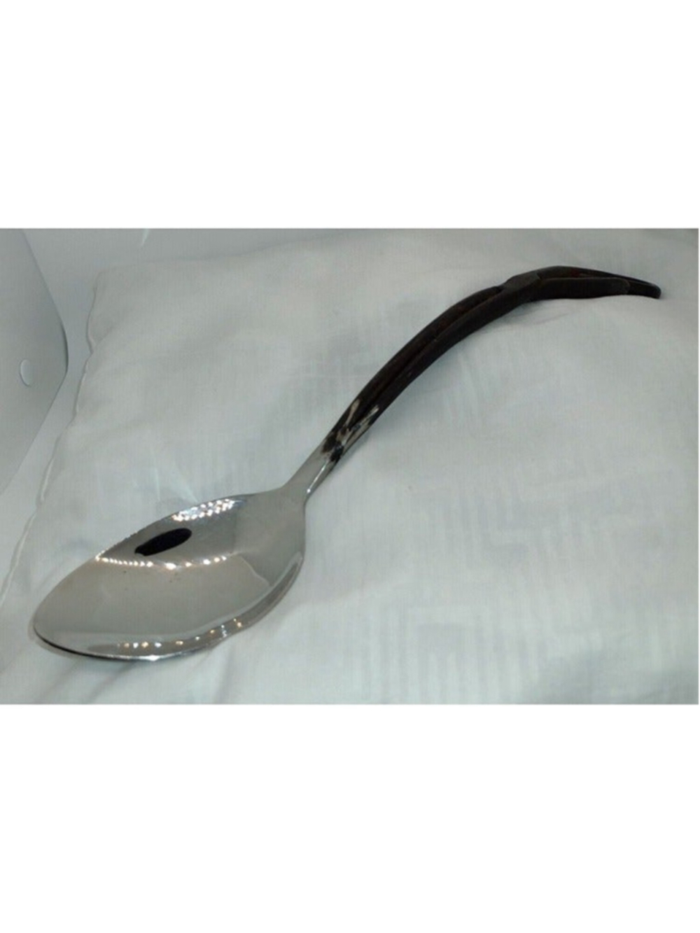 Blackened Fiddlehead Style Serving Spoon 12" long with curved handle